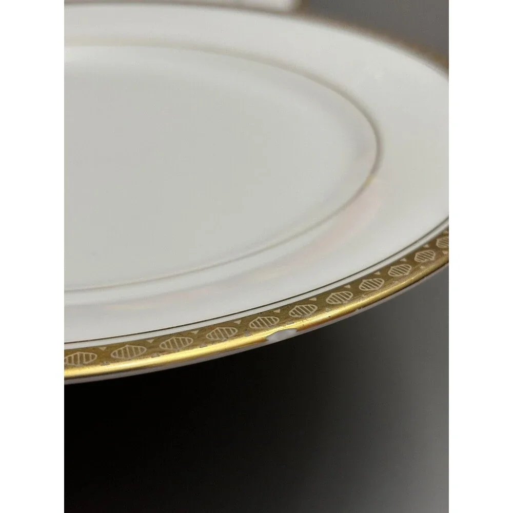 Lot Of 2 NORITAKE RICHMOND SALAD PLATES WHITE GOLD WITH EDGE 8 1/4